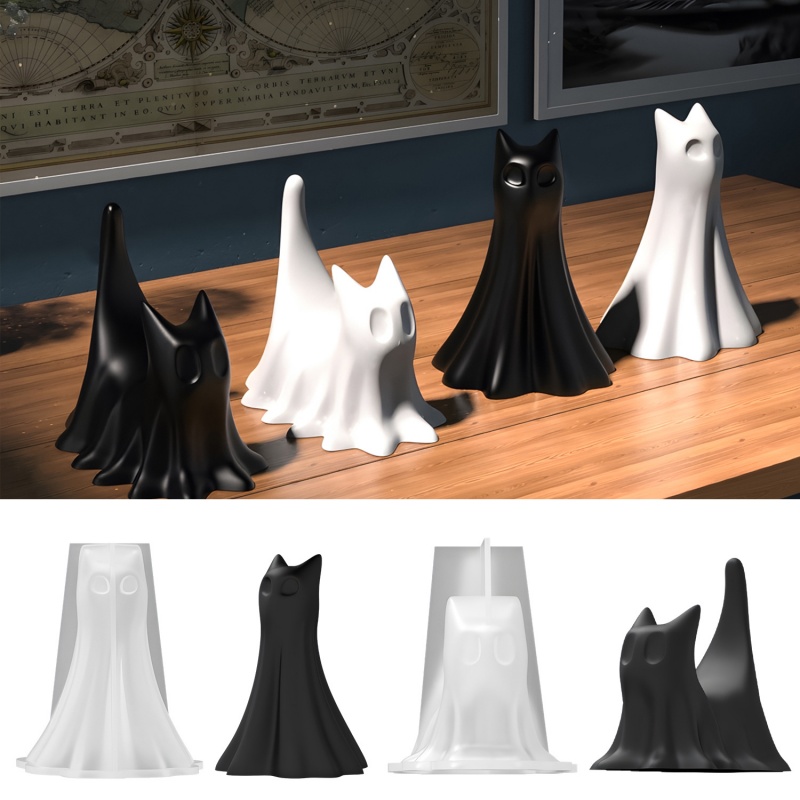 Candle Making Ideas - Ghost Cat Halloween Desktop Ornament Gips