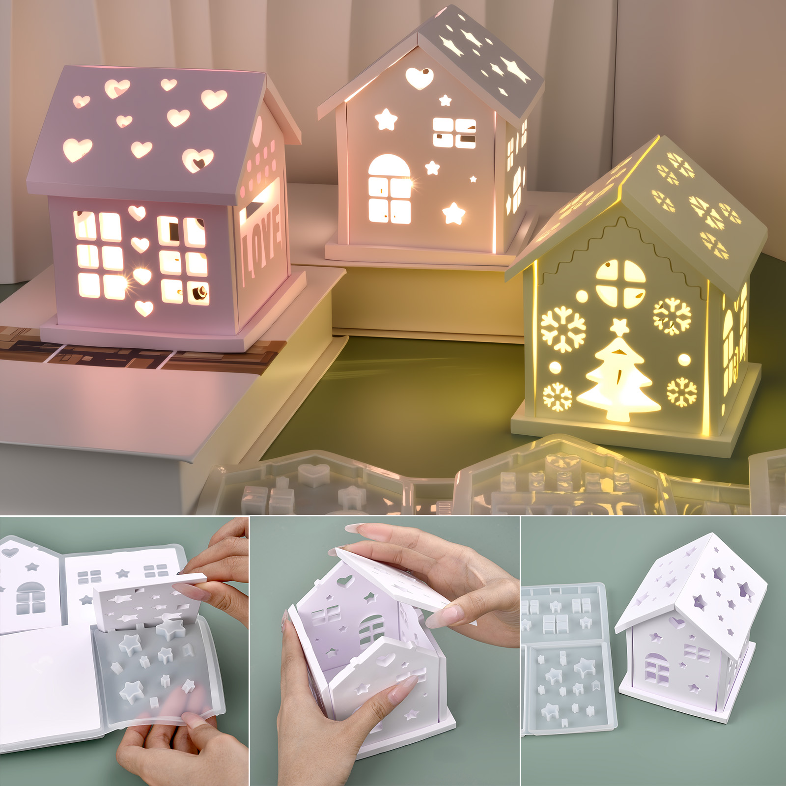 Candle Making Ideas - 3D Huis Siliconen Mal DIY Kerstboom