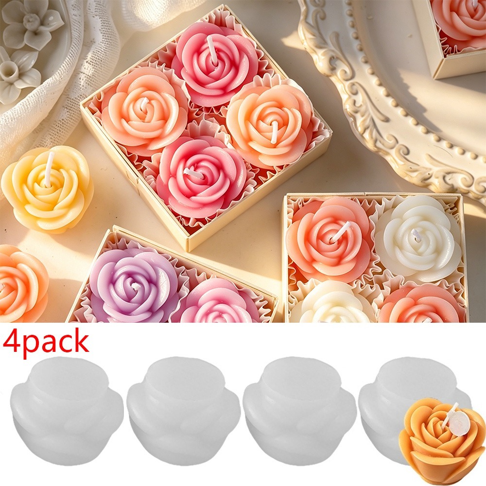 4-delige set rooskaarsen silic - Candle Making Date recensie en prijs